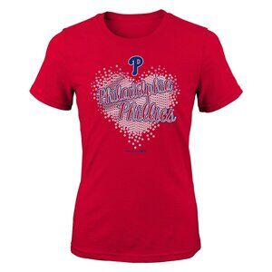 Philadelphia Phillies Girls Love Glitter Tee Shirt Top Nwt Size Large 12/14
